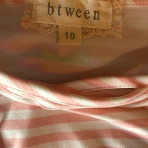 Girls btween size 10 pink and white striped romper